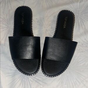 TOP Moda Black Casual Slide Sandals